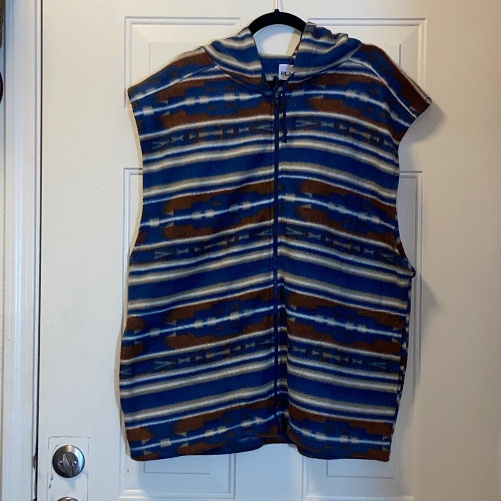 BLA ZER FIRENZE Cozy Hooded Vest with Stripes Size L